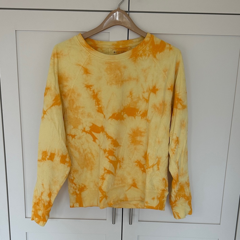 Athleta Yellow & Orange Tie-Dye Crewneck Sweatshirt
